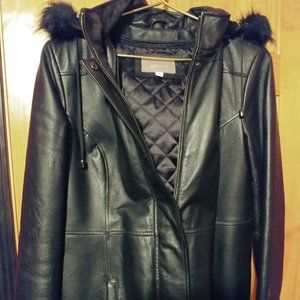 Womens Leather Coat Size L